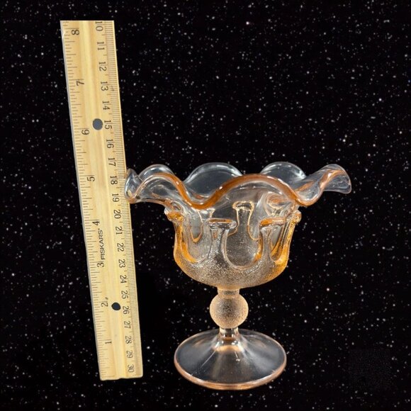 Stelvia Glass Company Compote Footed Bowl Peachy Pink Wayne Husted design Italy - Picture 8 of 16